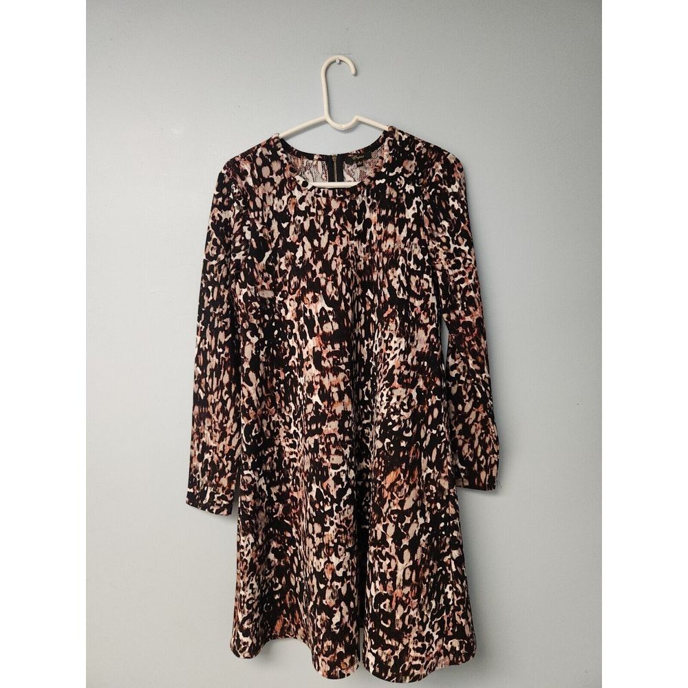 Cupio Women's Medium M Long Sleeve Abstract Animal‎ Print Dress